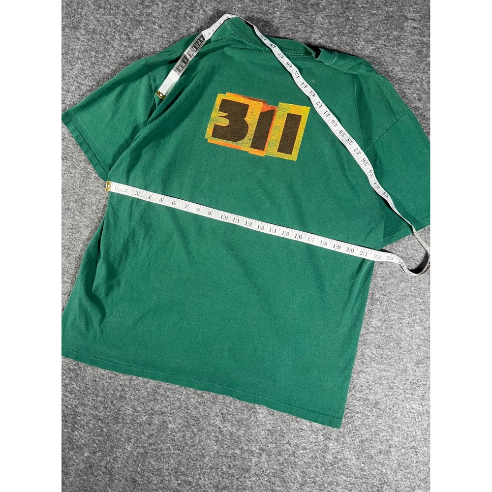 Vintage 90s 311 Sunflower Band T-Shirt XL Green Hanes Heavyweight Made in USA - Picture 6 of 8